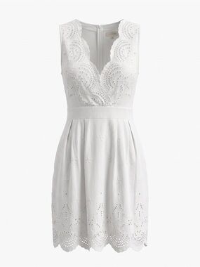 Promesa White Eyelet V‑Neck Sleeveless Dress